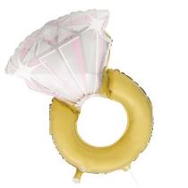 Balón foliový svatební prsten - prstýnek růžový 81 cm - rozlučka se svobodou - Papírové