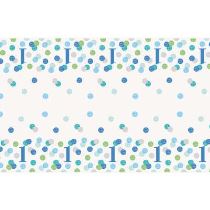Ubrus 1. narozeniny modrý s puntíky - KLUK - 137 x 213 cm - Happy birthday - Číslice
