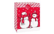 Vánoční dárková taška - sněhulák - Vánoce - 26,5 x 33 cm - Mikuláš 5/12 a Vánoce 24/12