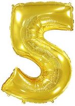 Balón foliový číslice ZLATÁ - GOLD 102 cm - 5 - Číslice