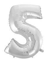 Balón foliový číslice STŘÍBRNÁ - SILVER 102 cm - 5 - Latex