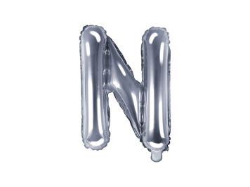 Balón foliový písmeno "N", 35cm, STŘÍBRNÝ (NELZE PLNIT HELIEM)