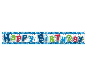 HAPPY BIRTHDAY - narozeniny - banner - girlanda 180 cm modrá
