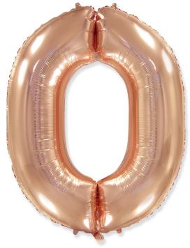 Balón foliový číslice RŮŽOVO ZLATÁ - ROSE GOLD 102 cm - 0