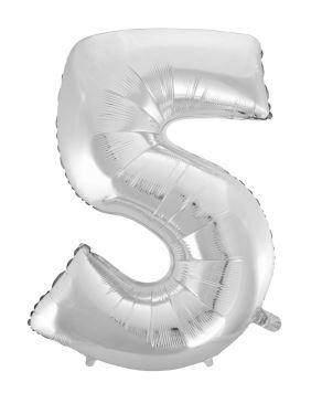 Balón foliový číslice STŘÍBRNÁ - SILVER 102 cm - 5