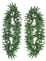 Věnec Hawaii zelený s květy 2 druhy - Čelenky, věnce, spony, šperky