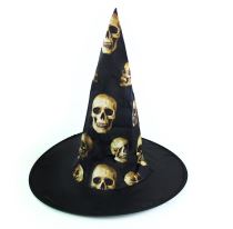 Klobouk čarodějnice - čaroděj s lebkami pro dospělé-Halloween - Halloween dekorace