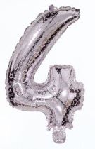 Balón foliový číslice STŘÍBRNÁ 35 cm - číslice 4 (NELZE PLNIT HELIEM) - Fóliové číslice
