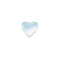 Balón fóliový srdce ombré - modrobílé - 48 cm - Gender reveal - Holka nebo kluk
