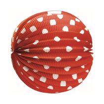 Lampion papírový kulatý, červený, 25 cm - Papírové