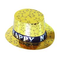 Klobouk - cylindr zlatý HAPPY NEW YEAR - Silvestr - Karnevalové doplňky