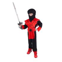 Kostým NINJA červeno-černý - vel. S (EKO) - Karnevalové kostýmy pro děti