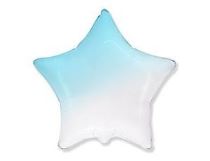 Balón fóliový hvězda ombré - modrobílá - 48 cm - Baby shower – Těhotenský večírek