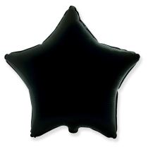 Balón foliový 45 cm  Hvězda černá - Klobouky, helmy, čepice