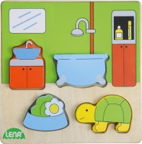 Dřevěné puzzle, koupelna - Dřevěné hračky pro nejmenší