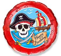Balón foliový Pirát - Happy Birthday - narozeniny - 45 cm - Vousy, kníry, kotlety, bradky