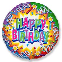 Balón foliový HAPPY BIRTHDAY - narozeniny - 45 cm - Helium