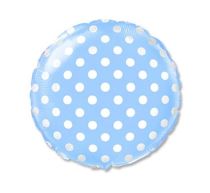 Balón foliový  Kulatý modrý s bílými puntíky 45 cm - Fóliové