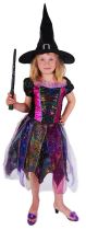 Kostým čarodějnice barevná vel. M - Karnevalové kostýmy pro děti