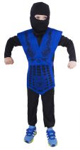 Dětský kostým modrý ninja - vel. M - Karnevalové kostýmy pro děti