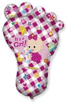 Balón foliový noha holka - Baby shower - holčička - 96 cm - Baby shower – Těhotenský večírek