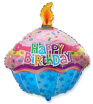 Balón foliový 60 cm - Happy Birthday - narozeniny - dort - muffin - cupcake - Balónky