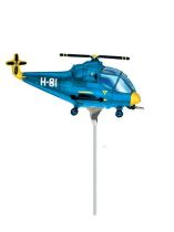 Balón foliový 35 cm  Helikoptera - vrtulník - modrá (NELZE PLNIT HELIEM) - Led svítící