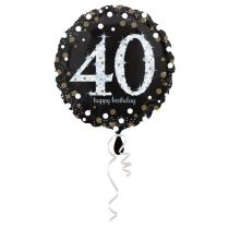 Balón foliový 40 let - Happy birthday - narozeniny - 43 cm - Dekorace