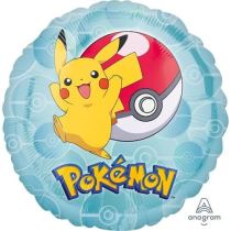 Foliový balonek kulatý Pokémon Pikachu - 43 cm - Fóliové
