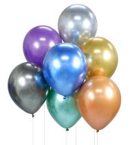Sada latexových balónků - chromovaná mix barev - 7 ks - 30 cm - Latex