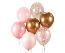 Sada latexových balónků - chromovaná růžová 7 ks - 30 cm - Latex