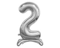 Balón foilový číslice STŘÍBRNÁ na podstavci , 74 cm - 2 - Oslavy