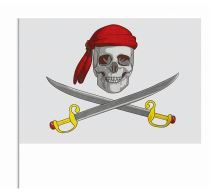Vlajka pirátská s tyčí - 43 x 30 cm - Klobouky, helmy, čepice