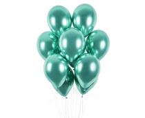 Balónek chromovaný 1 KS lesklý zelený - průměr 33 cm - Latex