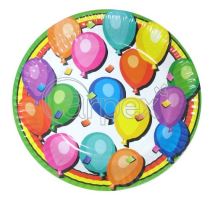 PAPÍROVÝ TALÍŘ STŘEDNÍ narozeniny - balonky - 8ks - 18cm - Helium