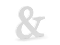 Dřevěný znak - písmeno  "&" - bílý, 19,5 x 20,5 cm - Svatební sortiment  na objednávku