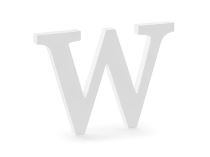 Dřevěné písmeno "W" - bílé, 26,5 x 19 cm - Rozlučka se svobodou