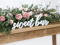 Dřevěný nápis - Sweet bar - Sladký bar - bílý - 37 x 10 cm - Dekorace