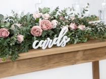 Dřevěný nápis "Cards" - Karty - bilé 20 x 10 cm - Svatební sortiment