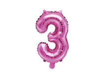 Balón foliový číslice SVĚTLE růžová 35 cm -3 ( NELZE PLNIT HELIEM ) - Narozeniny