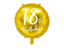 Balón foliový 18. narozeniny zlatý, 45cm - Balónky