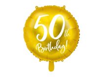 Balón foliový 50. narozeniny zlatý, 45cm - Narozeninové dopravní značky