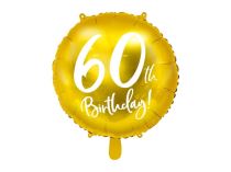 Balón foliový 60. narozeniny zlatý, 45cm