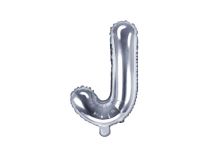 Balón foliový písmeno "J", 35cm, STŘÍBRNÝ (NELZE PLNIT HELIEM) - Balónky