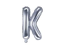 Balón foliový písmeno "K", 35cm, STŘÍBRNÝ (NELZE PLNIT HELIEM) - Narozeniny