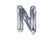 Balón foliový písmeno "N", 35cm, STŘÍBRNÝ (NELZE PLNIT HELIEM) - Dekorace
