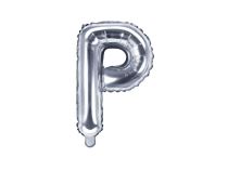 Balón foliový písmeno "P", 35cm, STŘÍBRNÝ (NELZE PLNIT HELIEM) - Narozeniny