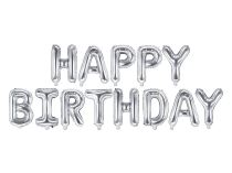 Balón foliový nápis narozeniny - HAPPY BIRTHDAY - STŘÍBRNÝ - silver 340 x 35 cm - Balónek - Helium