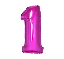 Balón foliový číslice RŮŽOVÁ 35 cm - 1  ( NELZE PLNIT HELIEM ) - Balónky