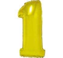 Balón foliový číslice ZLATÁ 35 cm - 1  ( NELZE PLNIT HELIEM ) - Fóliové číslice